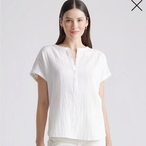 Quince Organic Cotton Gauze Roll Sleeve Shirt size Medium